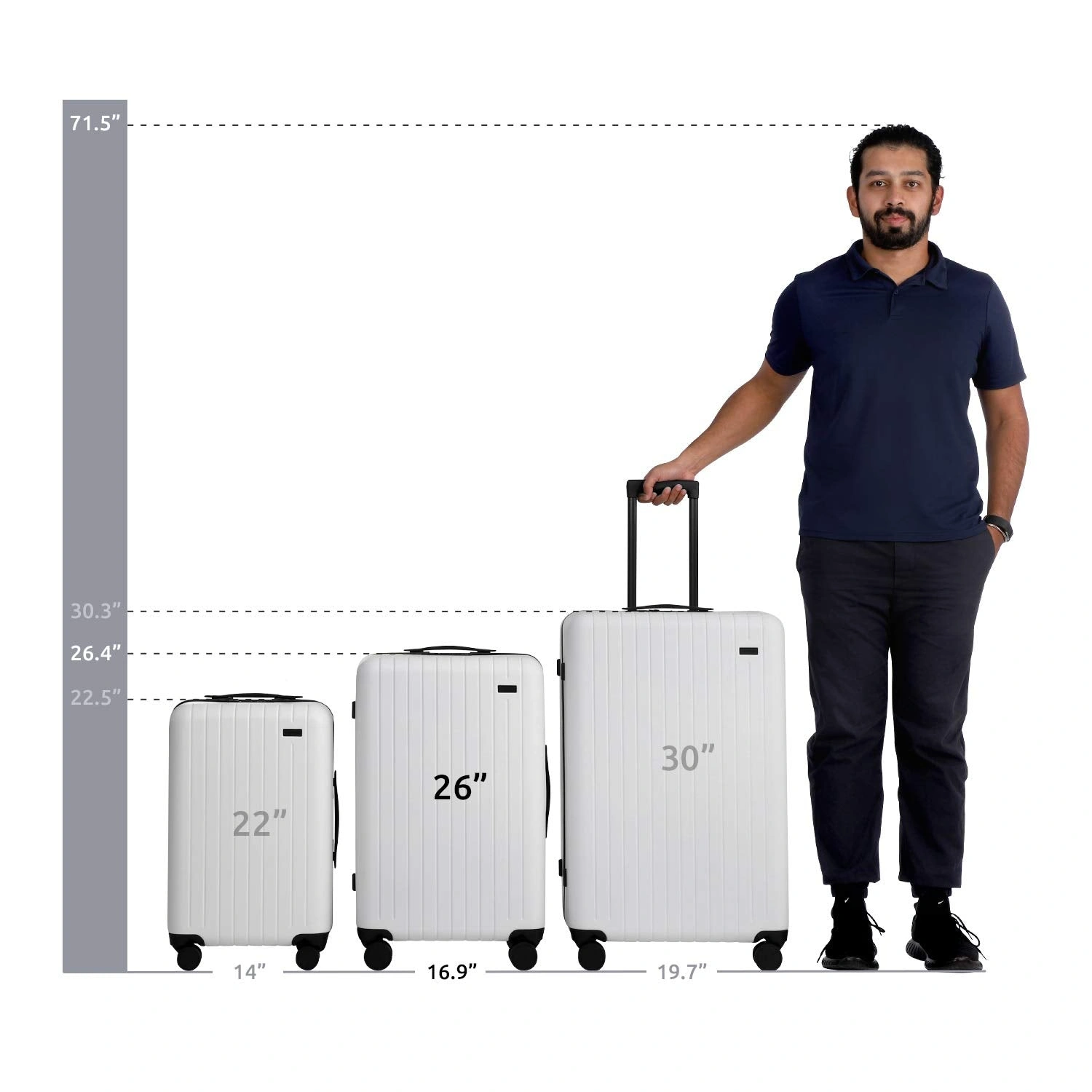 Effortless Travel: 26" Lightweight White Hardside Spinner Suitcase - Your Perfect Companion.